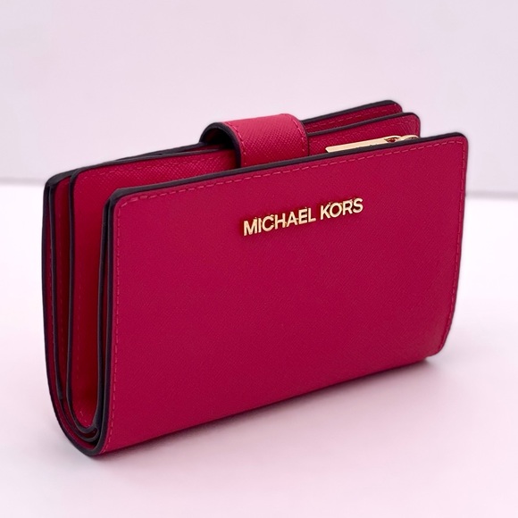 Michael Kors Jet Set Travel Medium Bifold Wallet Electronic Pink - Picture 5 of 15